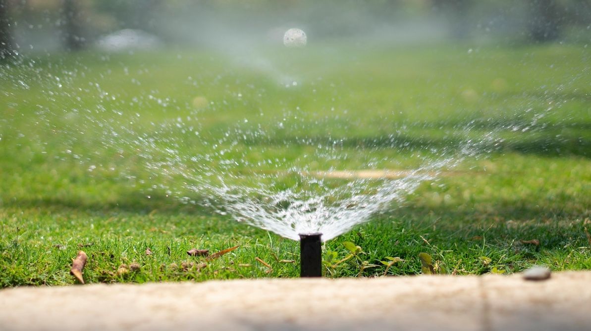 in ground sprinkler system in use